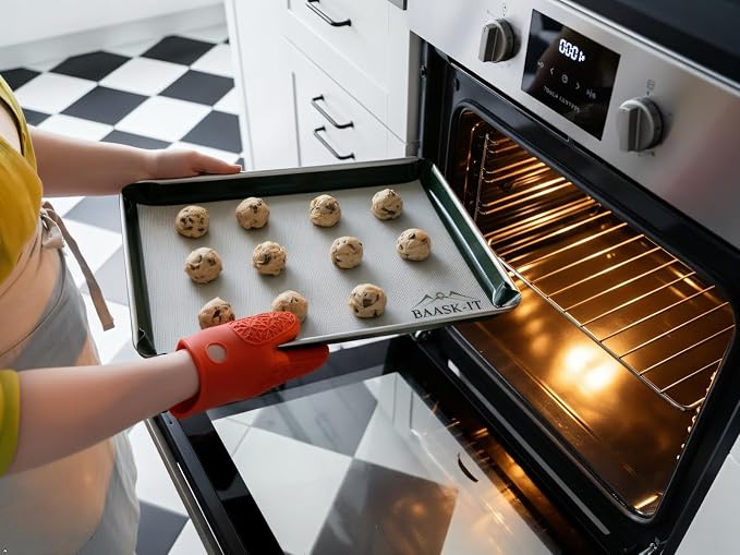 Silicone Baking Mats Set – 3 Pcs, Non-Stick Reusable, Parchment-Free Oven liners (18" x 13" + 15" x 10")