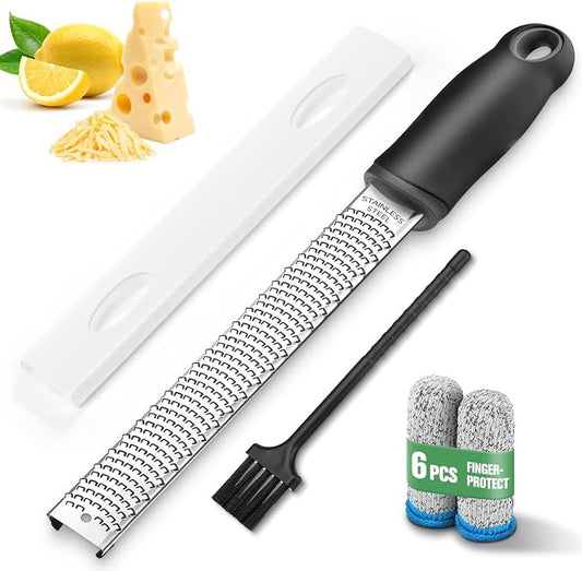 NEUTYPECHIC Cheese Grater, Lemon Grater, Stainless Steel, Zester Grater, Premium Zester Grater, Parmesan Grater, Dishwasher Safe, Garlic Grater with Protective Cover and Finger Protection, Nutmeg,