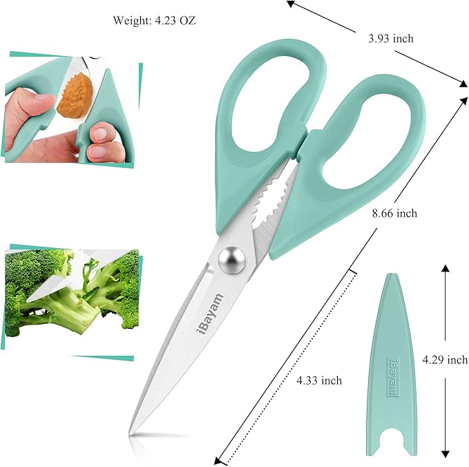 2 Pack All Purpose Kitchen Shears Heavy Duty - Stainless Steel Kitchen Scissors With Protective Sheath, Soft Comfort-Grip Handle, Food & Meat Scissors, Home, Kitchen, Dining Utility Gadgets
