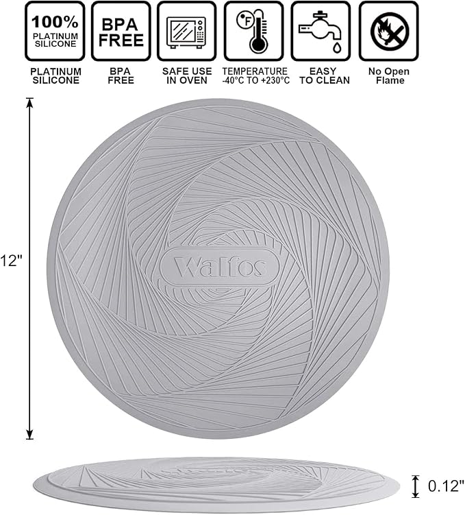 Silicone Microwave Mats, Walfos Heat Resistant Multi-Purpose Microwave Trivet Mat, Non-Slip, BPA Free and Dishwasher Safe, Perfect for Microwave, Oven and Hot Pan, 2 Pieces