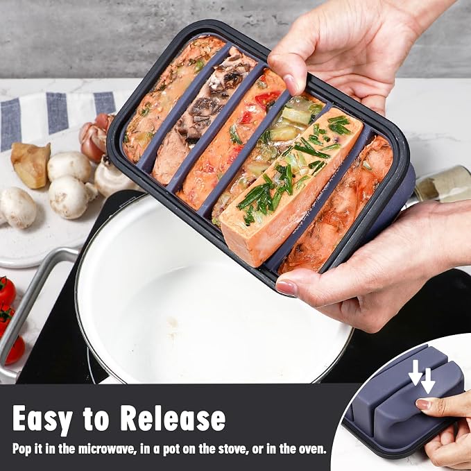 Webake 1/2 Cup Premium Silicone Freezer Trays with Clip-Lock Plastic Lids, Pack of 2 | Easy-Release Molds for Soup, Broth, Fruits & Leftovers, Perfect for Meal Prep & Food Storage