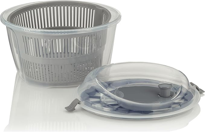 Kela Salad Spinner Mailin 4,4l of Plastic in Grey, 24.5 x 24.5 x 17.5 cm