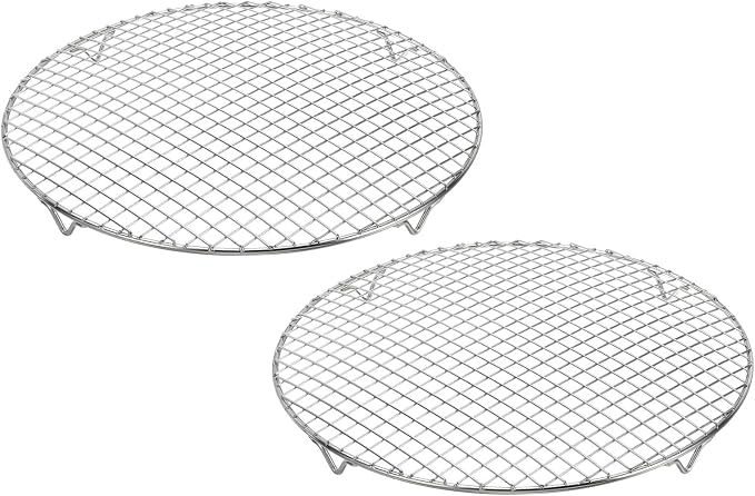 uxcell 2 Pcs Round Cooking Rack 13.8 Inch Dia Stainless Steel Wire Cooling Steamer Rack for Baking Canning Cooking Roasting Cooling Grilling Drying, Silver