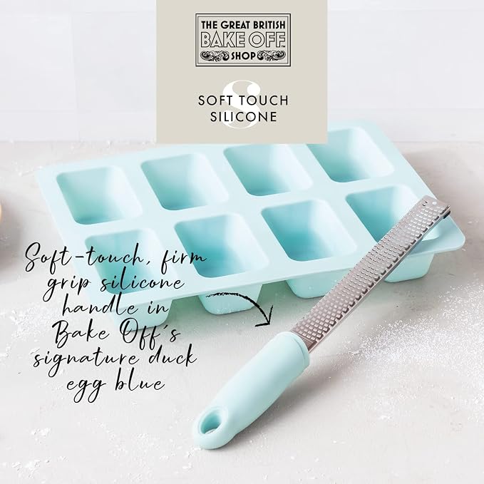 The Great British Bake Off Zester Grater Tool for Zesting Lemon & More Micro Planer for Finely Grating Garlic, Ginger, Nutmeg, Parmesan, Chocolate etc, Stainless Steel, Blue, Large