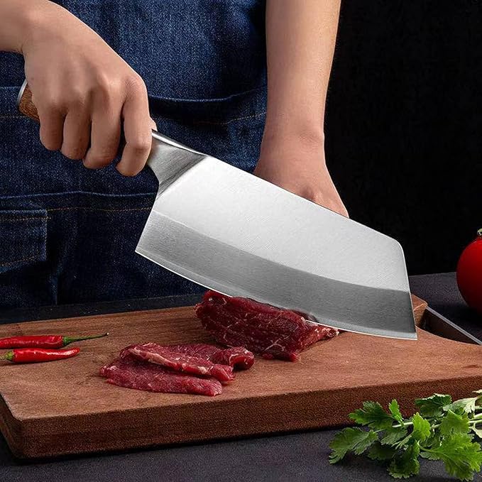 8 inch Chinese Cleaver Knife - High Carbon Stainless Steel with Comfortable Pakkawood Handle - Gift Box Included
