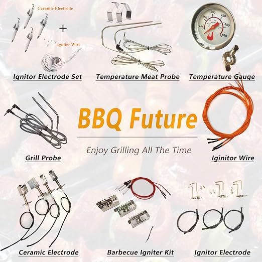 1.85 Inch BBQ Thermometer Gauge for Multiple Grills and BBQ Smokers, Barbecue Grill Temperature Gauge Replacement Parts, Silver