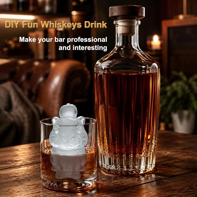 3D Capybara Ice Cube Silicone Molds Tray for Whiskey, Cocktail, Drink, Bar; Rich Details. Fun Animal Mold for Craft Taba Squishy Chocolate Soap Candle Resin Gift for Women Girls Boys; 2 Pack