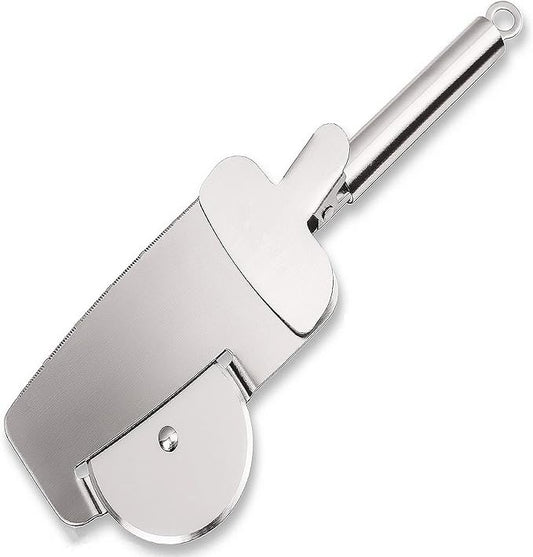Pizza Cutter Wheel 4 in 1 design, Super Sharp Slicer, very easy to Cut & Serve, all Stainless Steel, Dishwasher safe