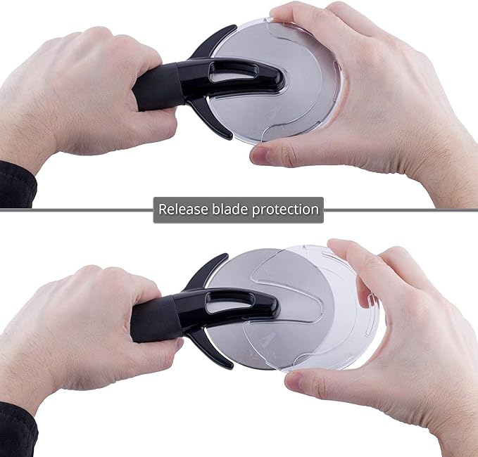 Premium Professional Pizza Cutter Wheel By VestaHomeStore - With Sharp Angled Stainless Steel Blade, Ergonomic Anti-Slip Handle & Durable Blade Cover - Ideal For Pizza, Pies, Waffles and Dough Cookies