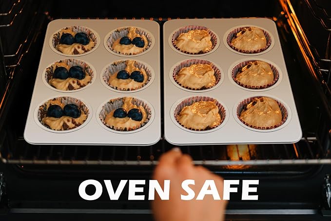 Leonyo Non-Toxic Stainless Steel Muffin Cupcake Pan 6 Cup, 2 Pack | Standard Size Metal Muffin Tin Tray for Baking Cupcake Quiches, Dishwasher Oven Safe