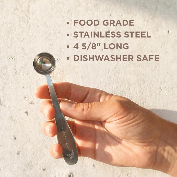 Silver Stainless Steel 1 Gram (1/2 Teaspoon) Matcha Measuring Spoon for Perfect Matcha Lattes.