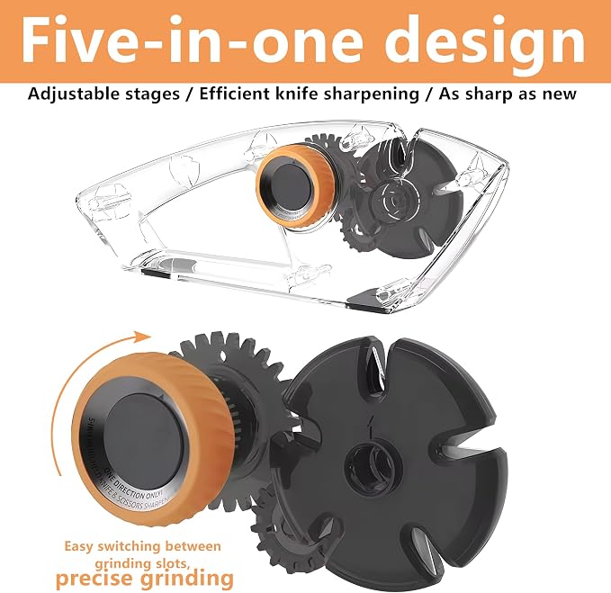 5 in 1 Versatile Manual Knife Sharpener, 5 Stages Knife Sharpeners Professional Chef's Kitchen Knife Accessories, Kitchen Blade & Scissors Sharpening Tool, Easy to Use, for Kitchen Knife