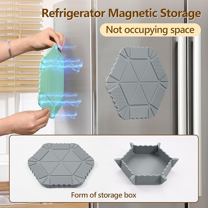 Magnetic Silicone Trivet & Pot Holder, Kitchen Heat Resistant Mat | Trivets for Hot Dishes, Hot Pots & Pans, Non-Slip Hot Pads for Countertops & Dining Table & Oven, Jar Opener & Spoon Rest