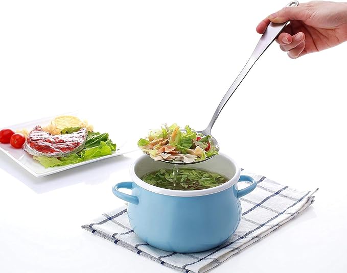 Skimmer Spoon/Strainer Ladle - Stainless Steel - with Sanding Handle - perforated style for Kitchen Food (13-in)