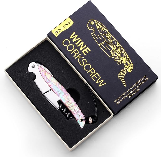 Shell Handle Waiter Corkscrews-Wine Openers,Corkscrew Bottle Openers,3-in-1 Wine Key Tool With Foil Cutter & Dual Hinge Fulcrum - Waiters Corkscrew…
