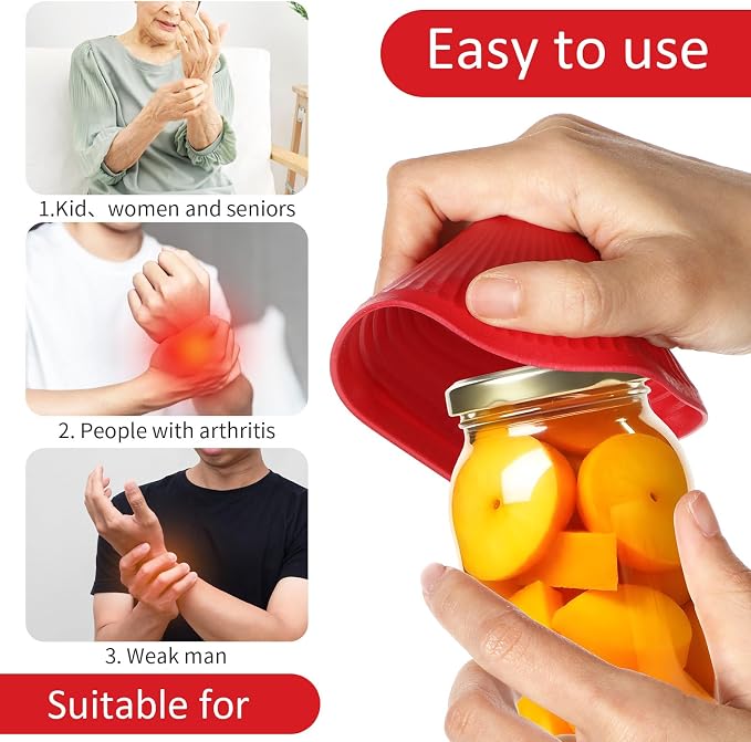 3 Pack Rubber Jar Opener, 3.7 Inch Round Silicone Jar Opener Gripper for Seniors with Arthritis Weak Hands, Non Slip Jars Lid Openers Kitchen Lid Cap Gripper Pads Multi-function Coasters