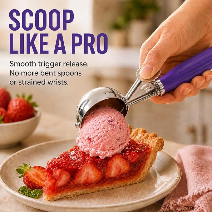 Ice Cream Scoop, Small Size Cookie Scoop Melon Baller Scoop with Trigger Release for Meatballs Melon, Ice Cream Scoop Stainless Steel Scoopers (Small Size - 1.46Tbsp)