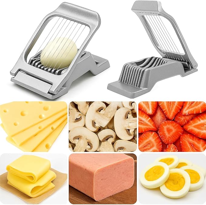 OCHI Stainless Steel Egg Slicer, Heavy Duty Aluminum Cutter for Hard Boiled Eggs, Dishwasher Safe, Perfect for Strawberries & Soft Fruits