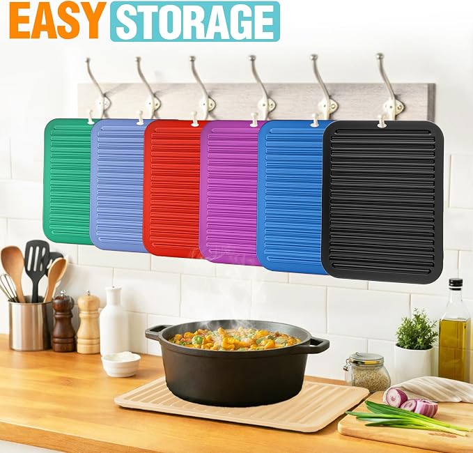 Silicone Trivets for Hot Pots and Pans - 4 Heat Resistant Pot Holders Silicone Trivet Mat Multipurpose Counter Pads (Ivory)