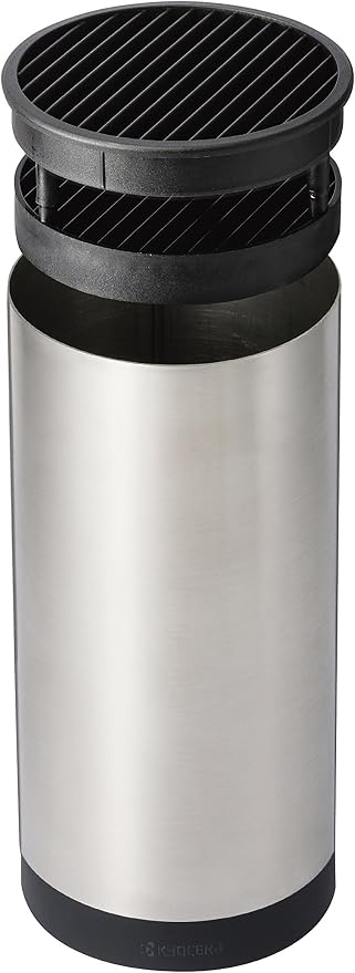 Kyocera KB-U-SS Universal Knife Block, One, Stainless 8.8" x 4.3" | KYOCERA Universal Knife Block: Compact, Round Storage for 6-8 Ceramic Knives, Removable Slotted Top, Dishwasher-Safe Design