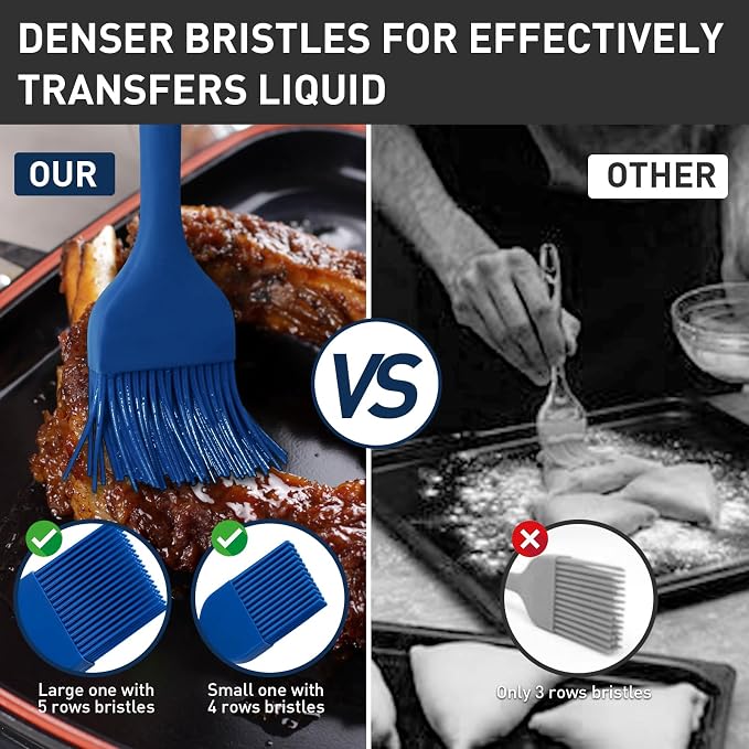 Begonia Silicone Pastry Brush (Blue) | 2pcs 10+8 in Heat Resistant Basting Brush for Cooking,Baking, Grilling and spreading oil