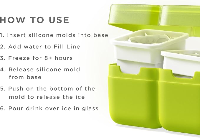 ZOKU Set of 2 Silicone Ice Molds, Deco - Large Ice Cube Molds with Flower Pattern for Craft Cocktails, Keep Drinks Colder Longer with Less Dilution, Easy-Release, BPA-Free