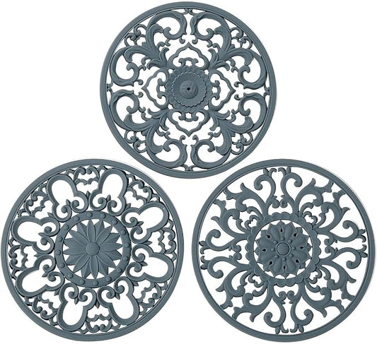 Extra Thick Silicone Trivet Mat for Hot Dishes, Hot Pots and Pans, Pot Holder, Hot Pad to Protect Your Table and Countertop, Kitchen Decor and Accessories,Warm Grey,Set of 3
