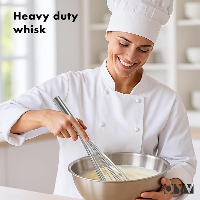 OYV 18/10 Stainless Steel Large Whisk, 17" Commercial Heavy Duty Whisk for Whipping Eggs, Mixing Batter, Making Sauces, Long Wisk Dishwasher Safe