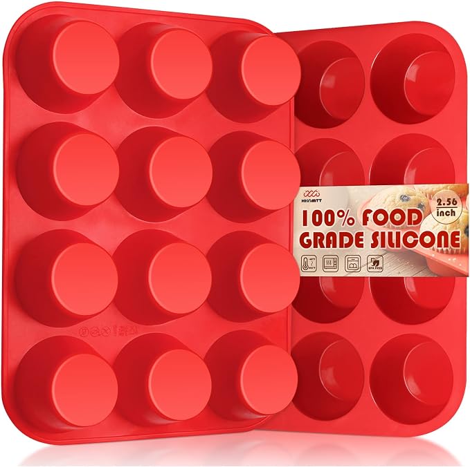 HKNMTT 2Pcs Silicone Muffin Pans for Baking 12Cups BPA-Free Egg Bites Mold | Regular Size, Non-Stick, Food-Grade, Oven Safe, Cupcake Pans Muffin Tin
