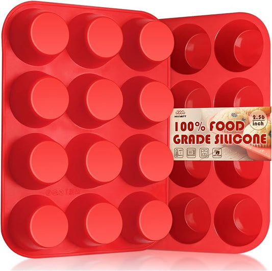 HKNMTT 2Pcs Silicone Muffin Pans for Baking 12Cups BPA-Free Egg Bites Mold | Regular Size, Non-Stick, Food-Grade, Oven Safe, Cupcake Pans Muffin Tin