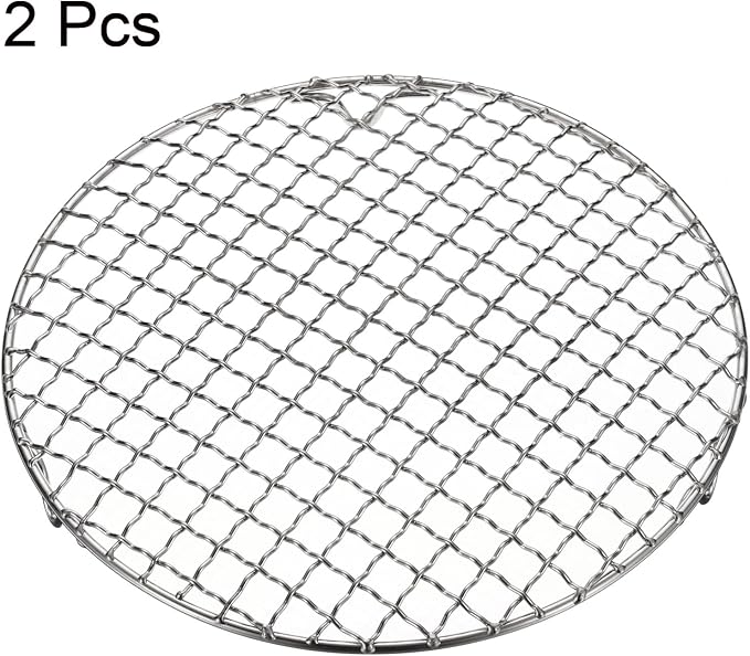 HARFINGTON 2pcs Round Cooking Rack 8.9-inch 201 Stainless Steel Cross Wire Barbecue Grill Net with 20mm Legs for Cooking Baking Steaming BBQ