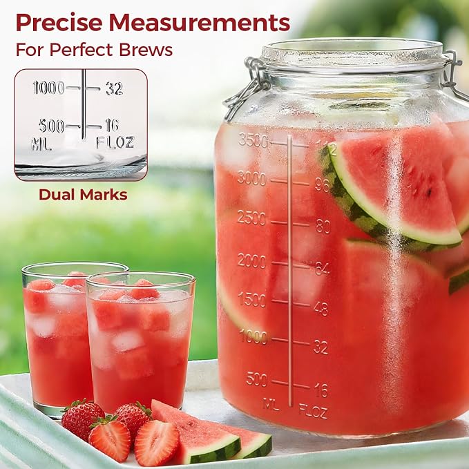 Large Glass Jars with Airtight Lids 1.1 Gallon 2 Pack Flour Jar | Wide Mouth, Scoop Included, Flour Sugar Storage Containers,Baking Supplies,Leak Proof,BPA-Free,Pantry Organization, Pickling