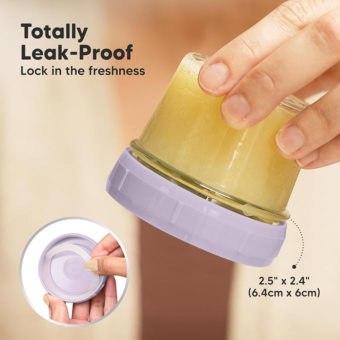 KeaBabies 12pk 4oz Glass Baby Food Containers with Lids, Leak-Proof (Lilac) | Microwavable Small Glass Jars, Baby Purees, Toddler Snack Storage Containers, BPA-Free, Dishwasher-safe, Freezer Safe