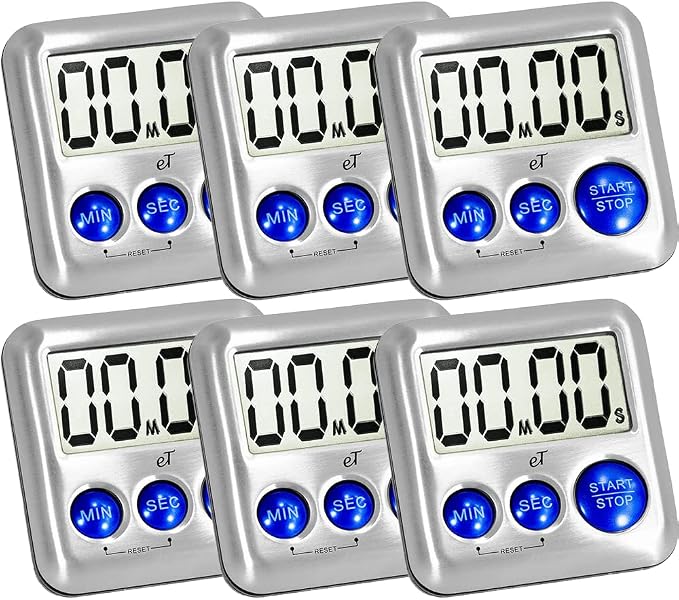 Elegant Digital Kitchen Timer Stainless Steel - Loud Alarm - Model Plumbery