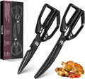 HUUSK Kitchen Scissors Set Black - Stainless Steel Kitchen Shears, Sharp Meat Scissors, Heavy Duty Poultry Shears All Purpose, Japanese Cooking Scissor for Food, Gifts for Men