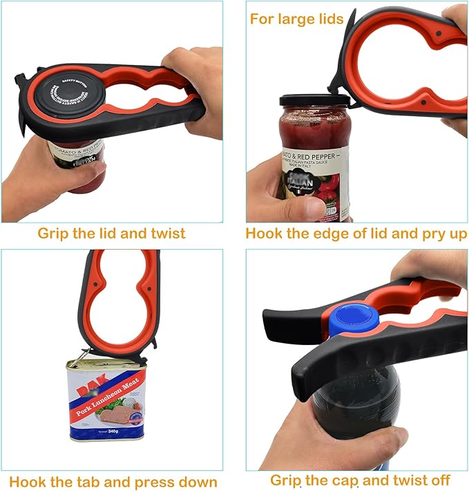 Otstar Jar Opener & Bottle Opener for Seniors with Arthritis, Weak Hands | Adjustable Lid Opener Effortlessly Opens Jars, Bottles & Pop-Top Cans, Great for Senior Parents, Grandparents, or Loved Ones
