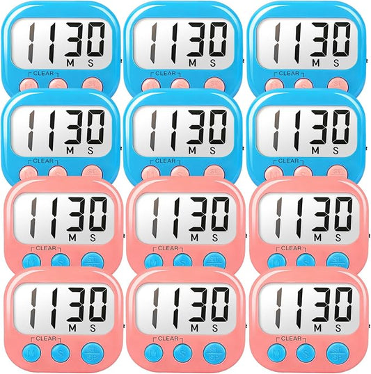 Classroom Timers for Teachers Kids Large Magnetic Digital Timer Teacher Supplies 12 Pack-Blue Pink