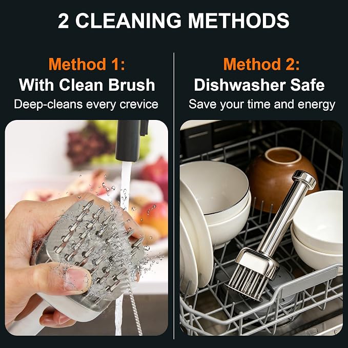 28-Needle Meat Tenderizer Tool, 304 Stainless Steel Steak Tenderizer | with Safety Guard & Cleaning Brush, Dishwasher Safe Kitchen Gadget for Faster Marinade & Grilling
