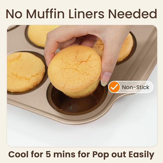 Silicone Muffin Pans for Baking with Metal Frame, 12-Cup Silicone Cupcake Pan, Egg Bite Silicone Mold, Nonstick, BPA Free, Oven & Dishwasher Safe