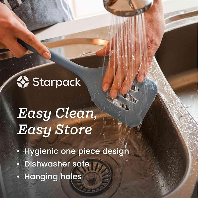 Starpack 'Let it Drain' XL Silicone Slotted Spoon(13.5 Inches) - Large Spoon with Slots for Cooking Heat Resistant to 600°F - Silicone Slotted Serving Spoons, Non Stick Cooking Spoons with Slots