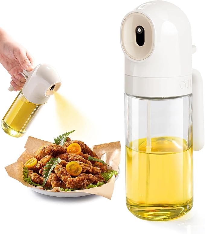 Oil Sprayer for Cooking, 250ml Refillable Glass Olive Oil Spray Bottle, Continuous oil dispenser for kitchen, 8.4oz Olive Oil Mister Kitchen Gadgets for Air Fryer,Salad, Baking, BBQ