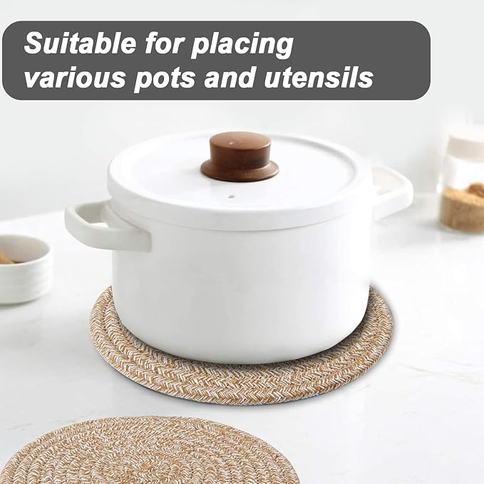 Pot Holders Trivets Set,Potholders for Kitchens, 100% Pure Cotton Thread Weave Trivets for Hot Dishes/Pot/Bowl/Teapot/Hot Pot Holders (24 cm, 8pack)