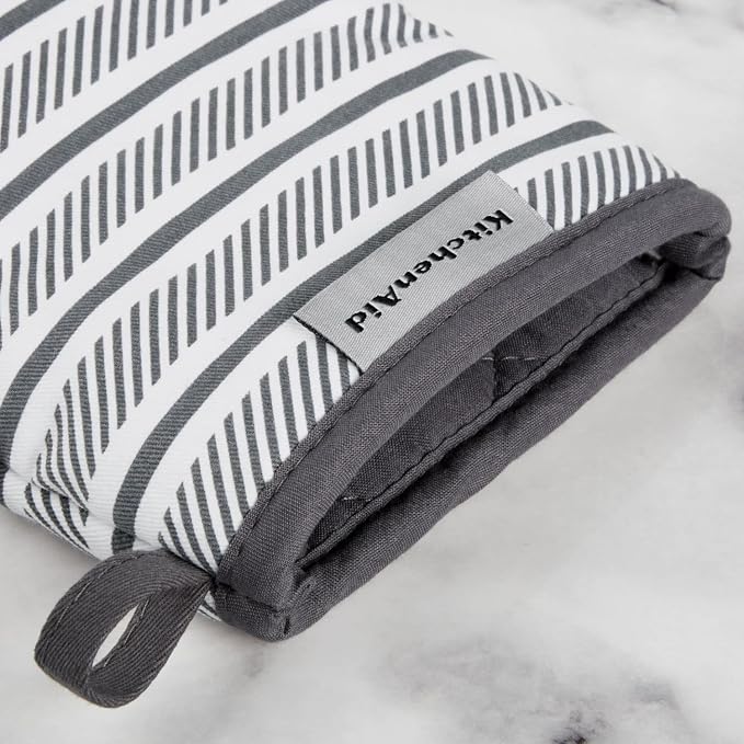 KitchenAid Albany Mini Oven Mitt 2-Pack Set, Charcoal Grey, 5.5"x8"