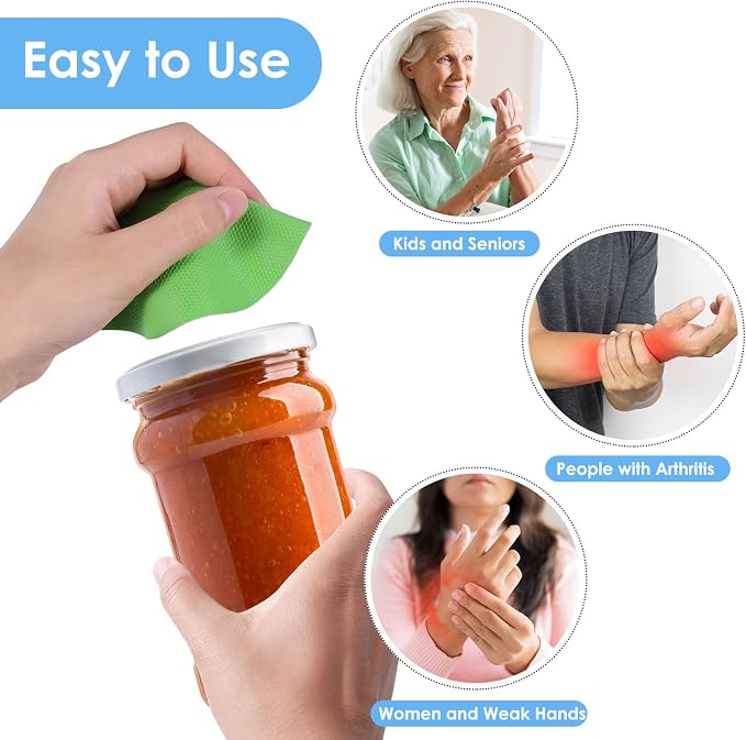 Rubber Jar Opener, 4PCS Jar Opener Gripper Pad for Weak Hands | Rubber Jar Opener Gripper Pad for Seniors with Arthritis, Heat Insulation Kitchen Coasters