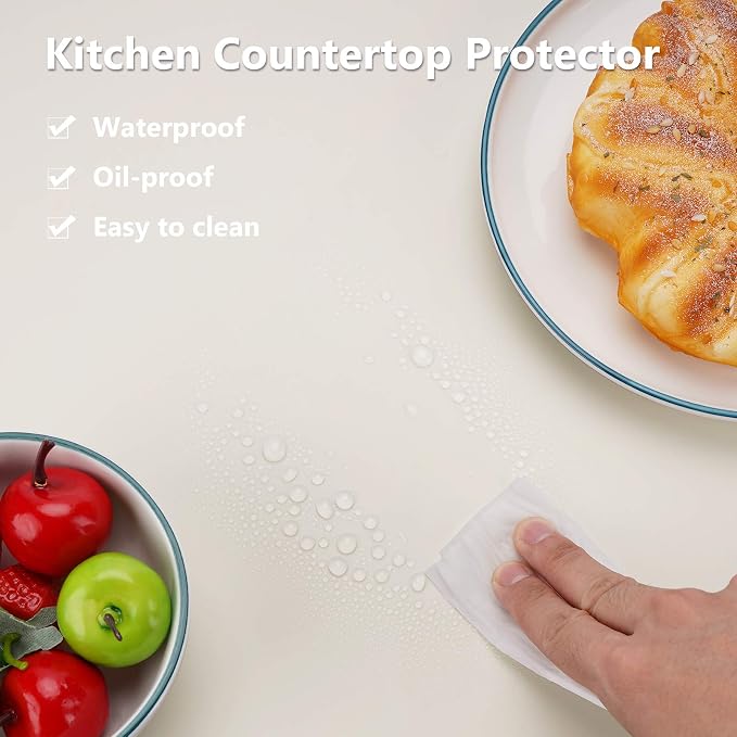 25"x 17"x 0.03" Silicone Mats for Kitchen Counter, Large Silicone Countertop Protector, Nonskid Heat Resistant Desk Saver Pad, Multipurpose Mat, Placemat, Beige