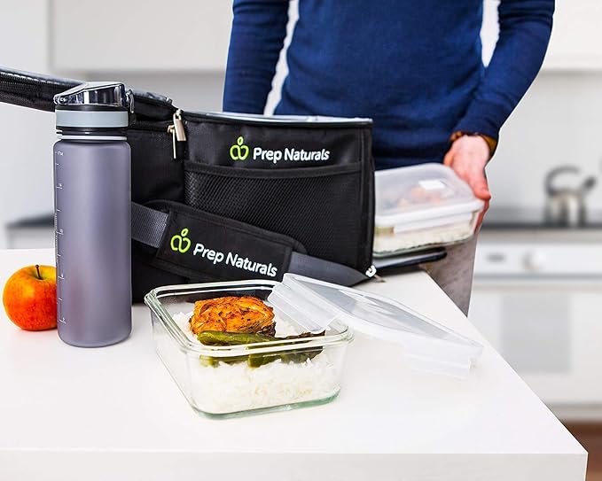 PrepNaturals 5 Pack 30oz Glass Meal Prep Containers - 1 Compartment | Borosilicate Glass Meal Prep Containers - Airtight Leak-Resistant Lids, Microwave, Oven & Freezer Safe (5-Pack, 30 oz)