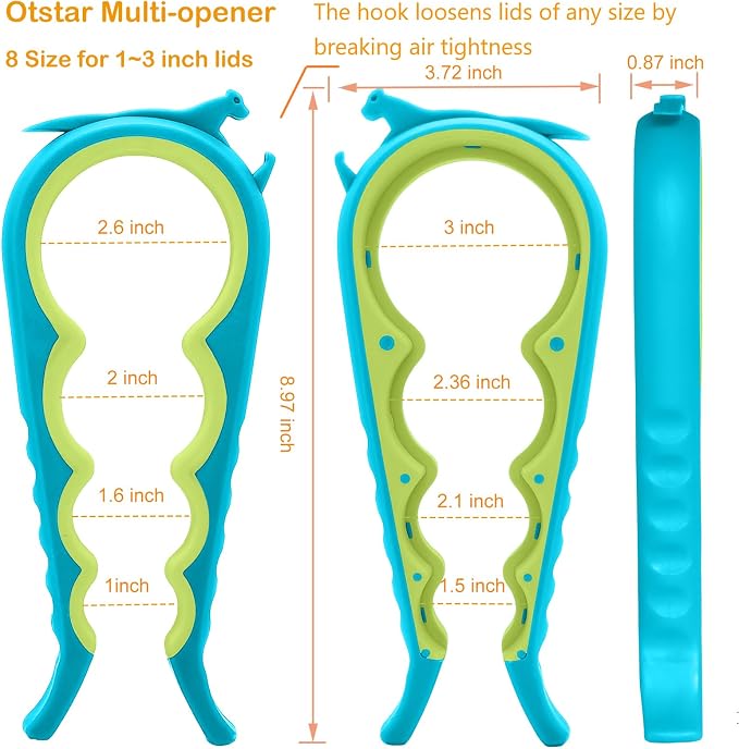 Otstar Jar Opener & Bottle Opener for Seniors with Arthritis, Weak Hands | Adjustable Lid Opener Effortlessly Opens Jars, Bottles & Pop-Top Cans, Great for Senior Parents, Grandparents, or Loved Ones