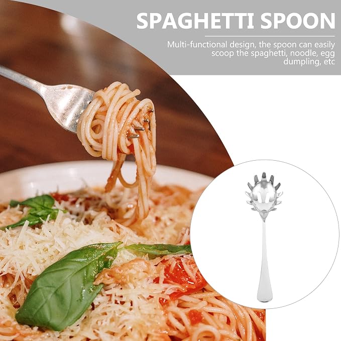 Stainless Steel Spaghetti Spoon 9.44 Inch Pasta Server with Comfortable Handle for Noodle Dumpling and Ice Scooping in Home and Restaurant
