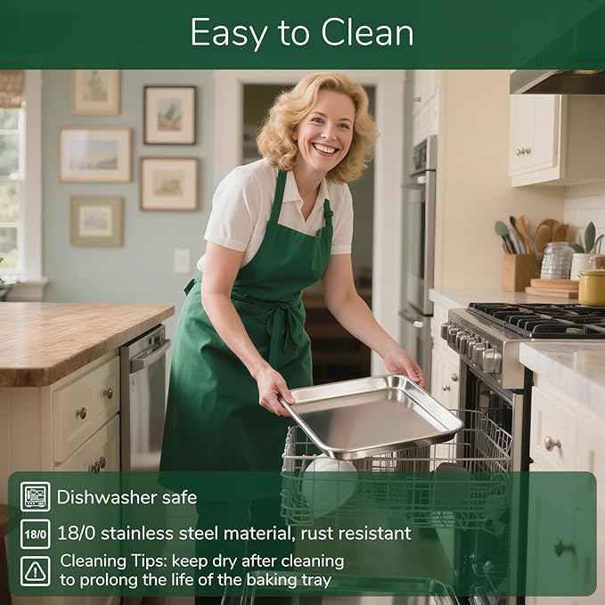 18/0 Stainless Steel Baking Sheet with Cooling Rack, 17.3 Inch Oven-Safe Non-Toxic Cookie Sheets for Baking, Coating Free & Rust Resistant for Healthy Family Baking, Easy to Clean, Heavy Duty