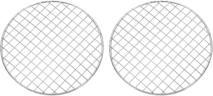 uxcell 2 Pcs Round Cooking Rack, Dia 7.9 Inch Stainless Steel Grill Grate Cross Wire Barbecue Grill for Cooking Baking Air Fryer Racks, Silver